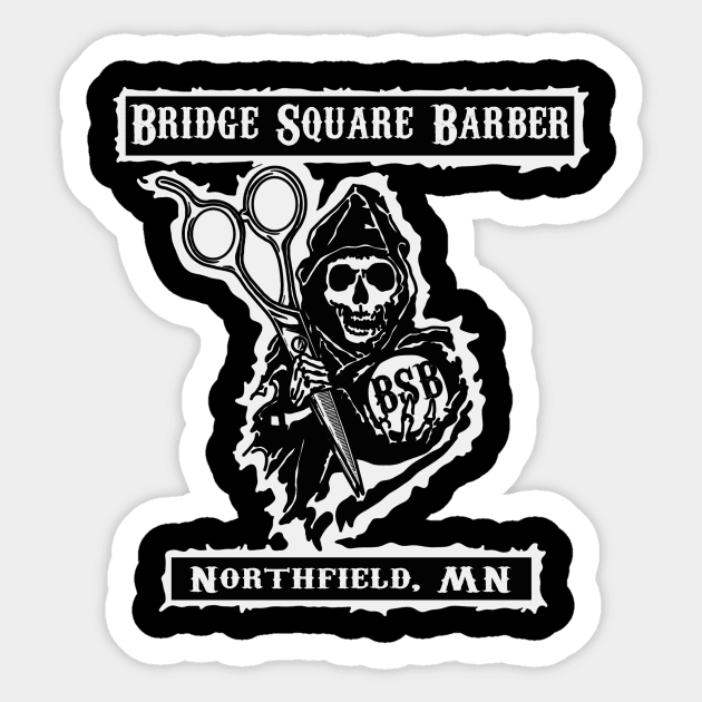 Trim Reaper (white fringe) Sticker by Bridge Square Barber Shop